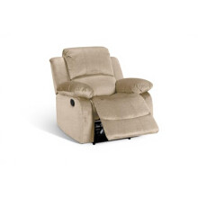 Beige Chenille Recliner Armchair | 3 Positions & 160 Manual Lever Recline | Space-Saving Single One-Seater Chair | Elegant Oatmeal Upholstery |