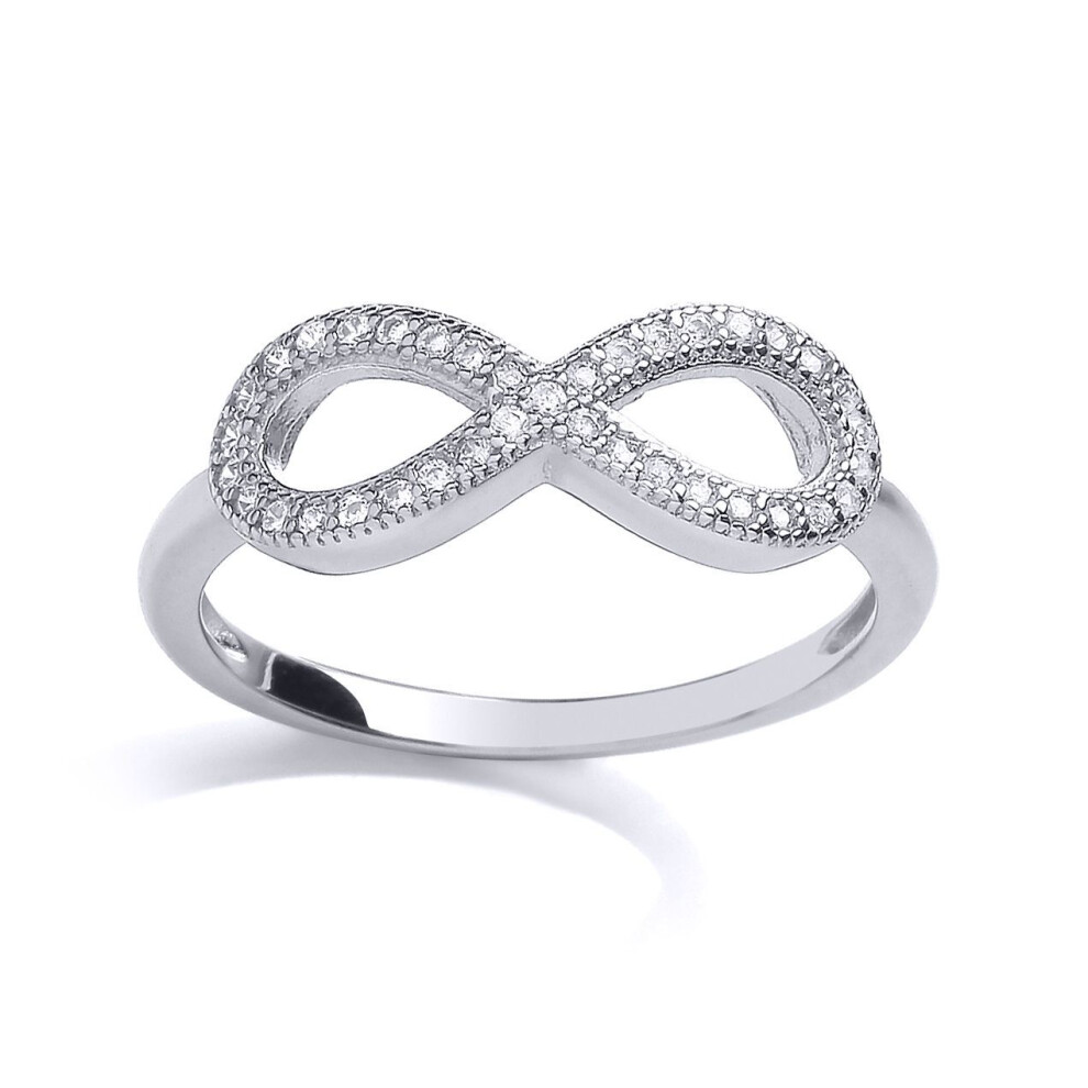 Jewelco London (R) Ladies Sterling Cubic Zirconia Pave Infinity Emblem Dress Ring - Gvr654rh Silver