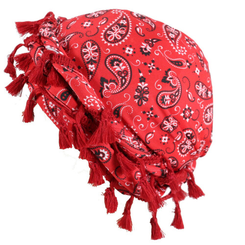 Twist Head Wrap Skull Hat with Braid Moisture-bright red