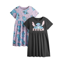(13-14 Years, Purple/Black) Lilo & Stitch Girls Stitch Character Dress Set (Pack of 2)