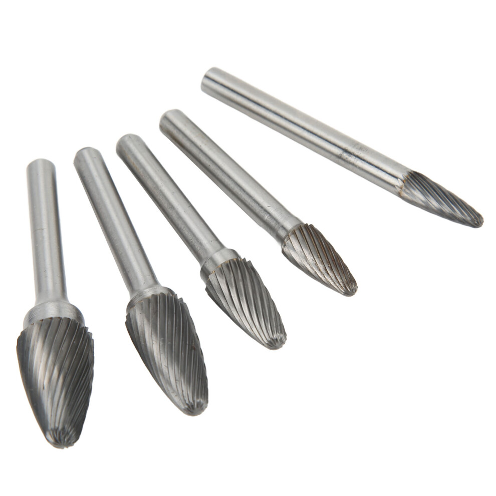 5Pc Carbide Burr Single Cut File Set 6Mm Shank 7790334767641