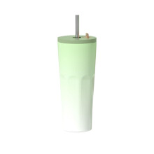 24oz Insulated Stainless Steel Tumbler with Lid & Straw, 700ml Vacuum Cup for Iced Coffee/Water, Keeps Cold for Hours, Compatible with Car & Office