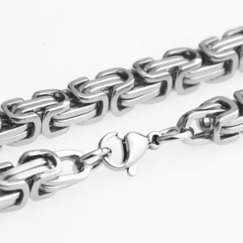 Colar bizantino em aço inoxidável para homens, 61 cm (24 polegadas), 8 mm de largura.
