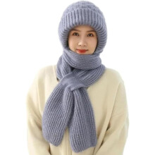 Winter Versatile Knitted Hooded Scarf for Women,Thickened Integrated Ear Protection Windproof Cap Scarf Hat