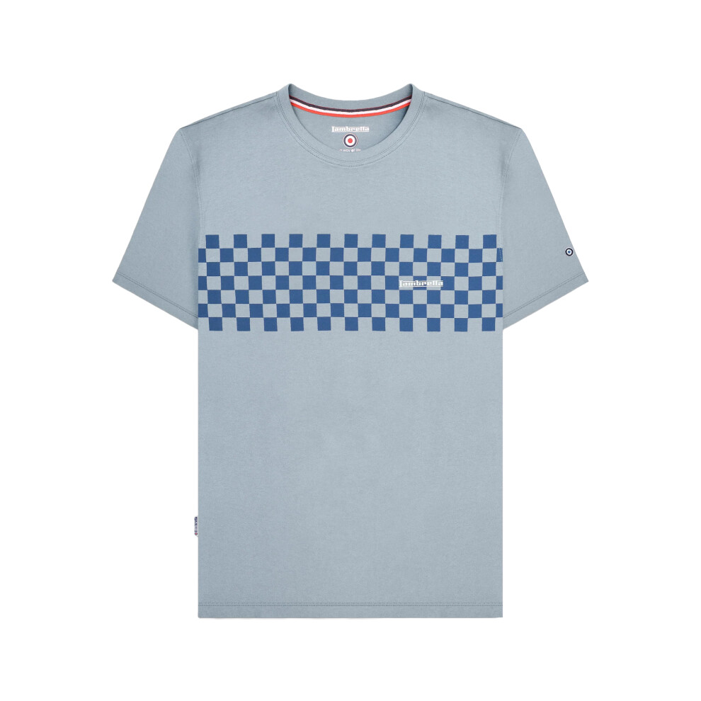 Lambretta (4Xl, Dusky /Dark ) Mens Aw24 Two Tone Panelled T-Shirt Blue