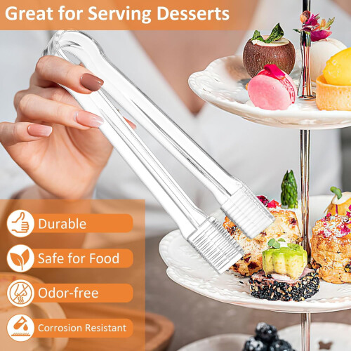 Plastic Buffet Serving Tongs Clear 6.3 Inch 3 Pcs 1