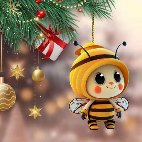 Cartoon Bee Acrylic Pendant 3.14 inch Yellow 1