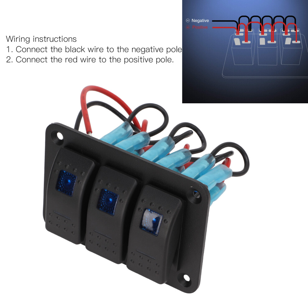 Ip65 Waterproof 3 Gang Rocker Switch Panel Blue 7790334766330
