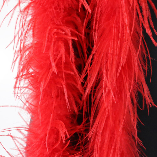 Écharpe de garniture de plumage d'autruches naturelles-Rouge