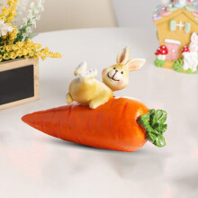 Ceramic Rabbit with Carrot Statue Easter Ornament