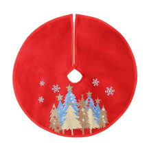 White Christmas Tree Skirt, 16", Flocked Fabric with Elegant Trim, Compatible with Tabletop Trees, Holiday Home Party Decor