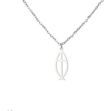 Ichthus Necklace for Women – Christian Jesus Fish Pendant, Ichthys Symbol Jewelry Gift, Compatible with Faith-Based Styles