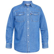 (Large, Stonewash) Duke Mens D555 Western Denim Shirt