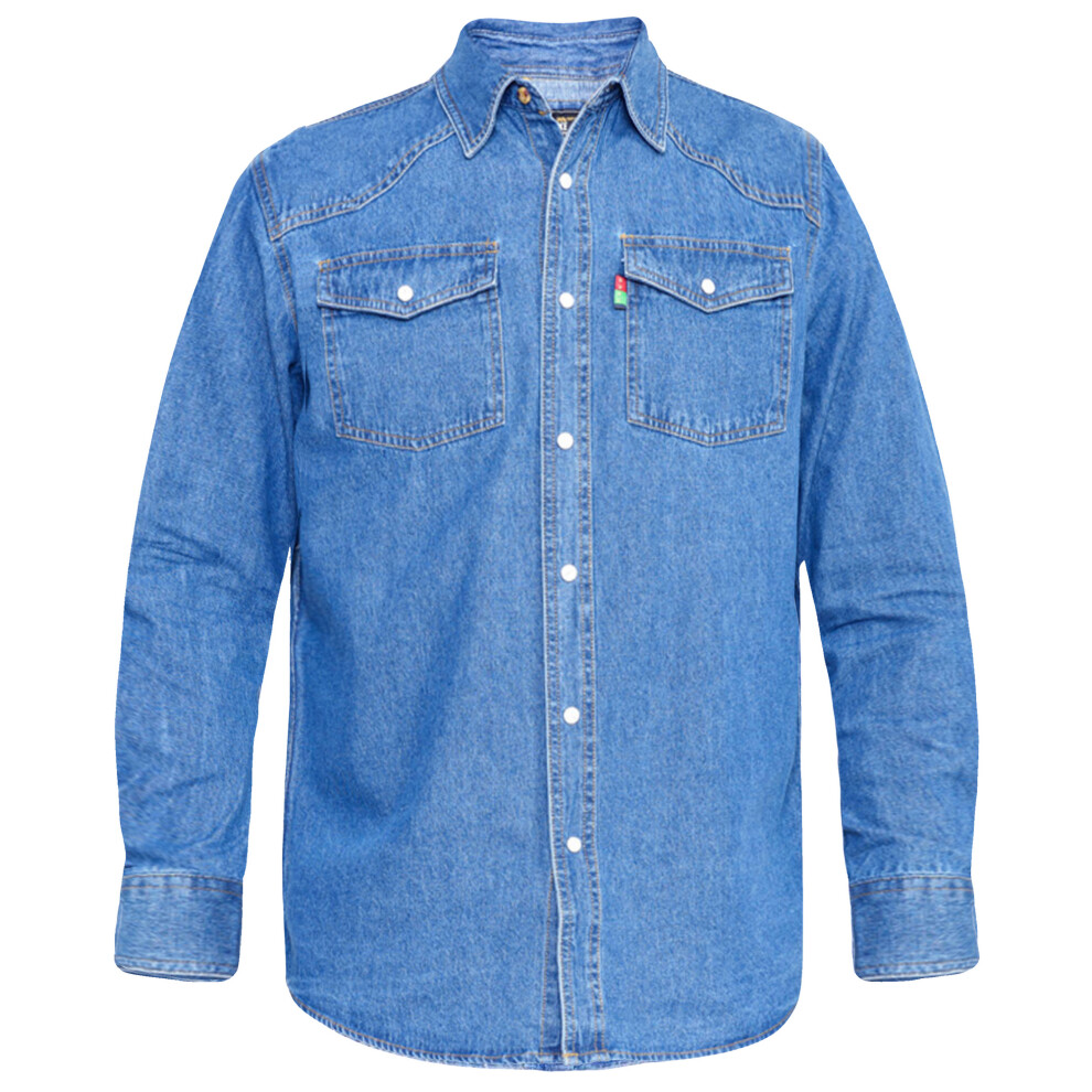 Duke (Large, Stonewash) Mens D555 Western Denim Shirt Multicoloured