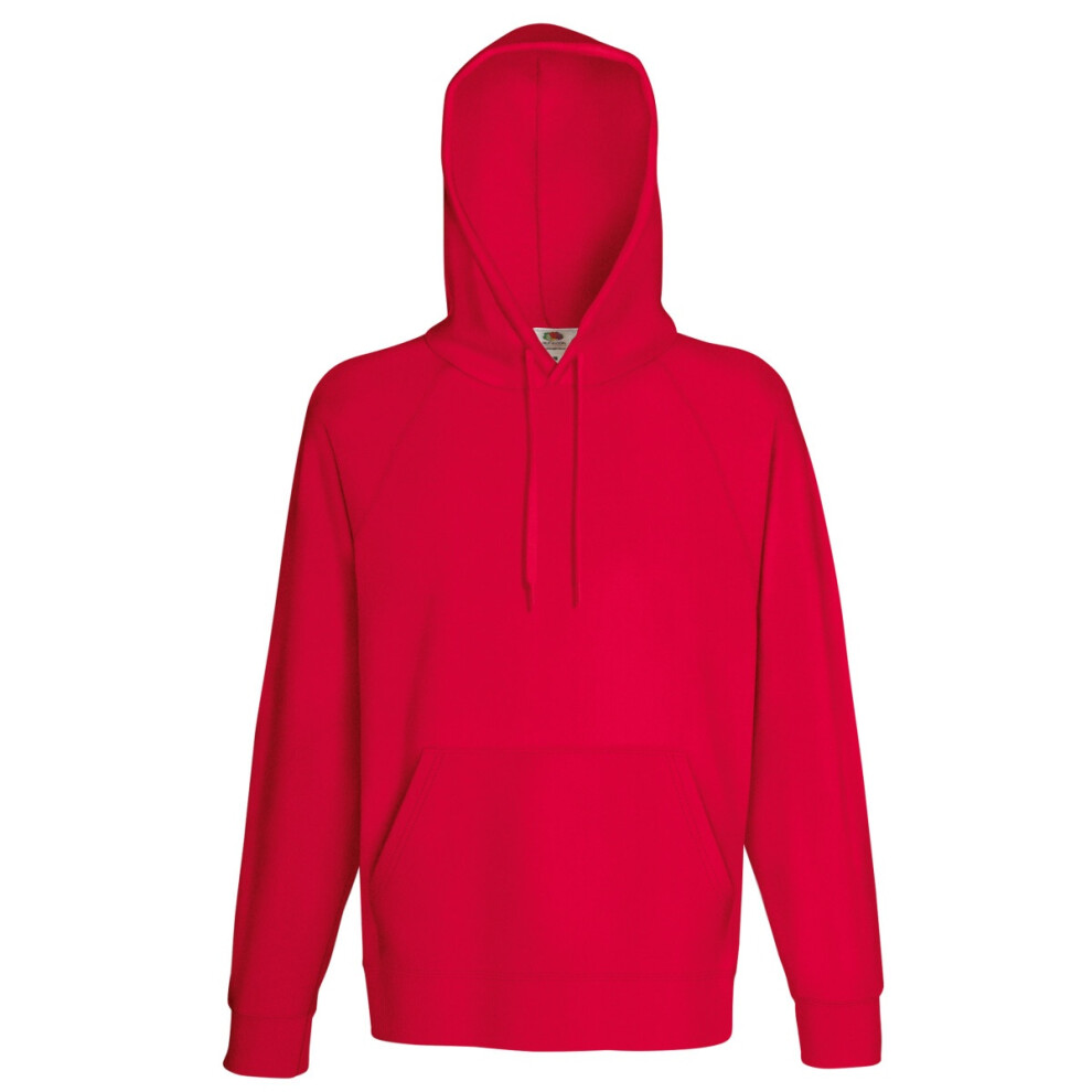 (M, Red) Fruit Of The Loom Mens Lightweight Hooded Sweatshirt / Hoodie (240 GSM)