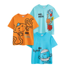 (4-5 Years, Multicoloured) Mr Men & Little Miss Boys Characters Short-Sleeved T-Shirt (Pack Of 3)