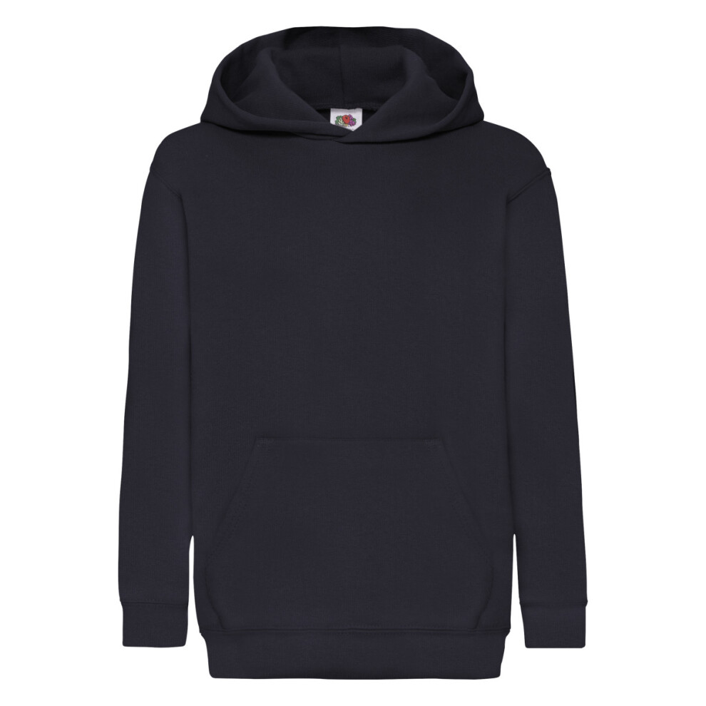 Fruit Of The Loom (5-6, Deep Navy) Childrens Unisex Hooded Sweatshirt / Hoodie Blue,Multicoloured
