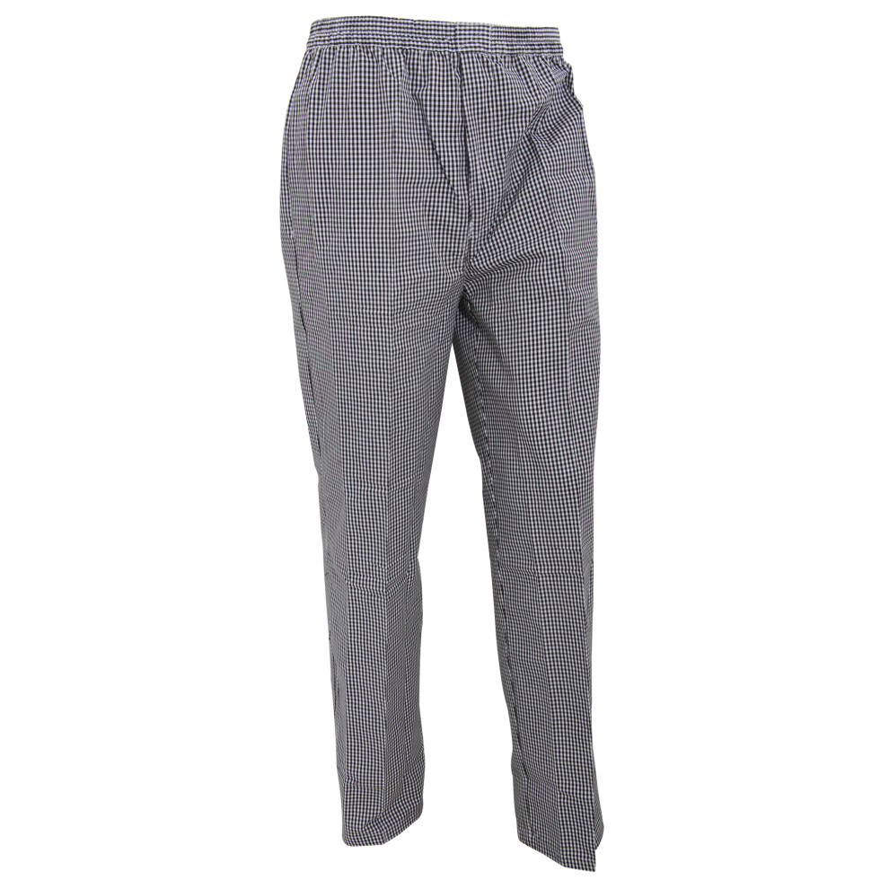 (XS, Black/White Check) Premier Unisex Pull-on Chefs Trousers / Catering Workwear