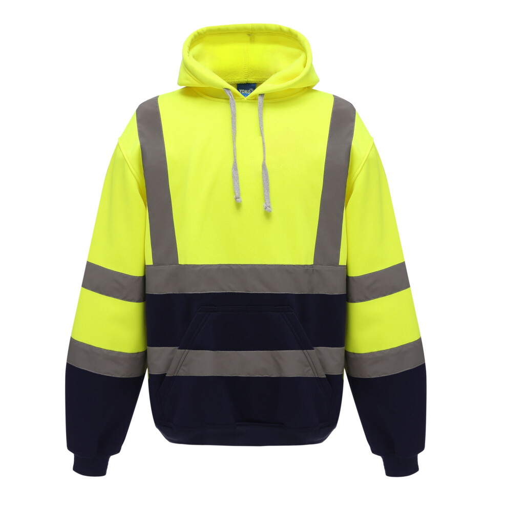(3Xl, Yellow/Navy) Yoko Mens Hi-Vis Full Zip Hoodie 5063527404053
