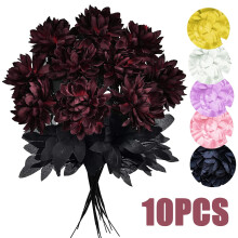 10PCS Artificial Silk Dahlia Bouquet Fake Flower Floral Arrangements Wedding Bridal Bouquet for Festival Table Centerpieces Home Decor