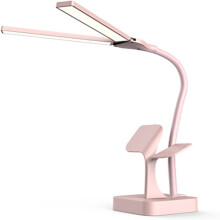 Lampe de bureau LED à double tête — Bras pivotant, protection des yeux, 3 modes de couleur, pour la lecture et le bureau