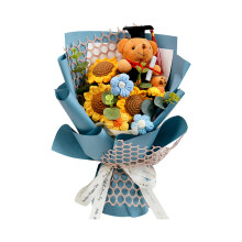 Bouquets de fleurs délicats au Crochet, cadeau de remise de-Bleu