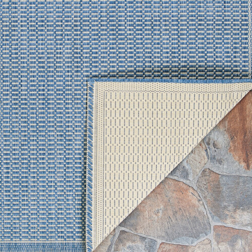 Recife Saddle Stitch Area Rug Champagne Blue 5.3x7.6 ft 1
