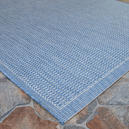 Recife Saddle Stitch Area Rug Champagne Blue 5.3x7.6 ft 2