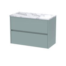 Chartley Contemporary 2 Drawer Wall Hung Vanity Unit with Laminate Worktop, 800mm