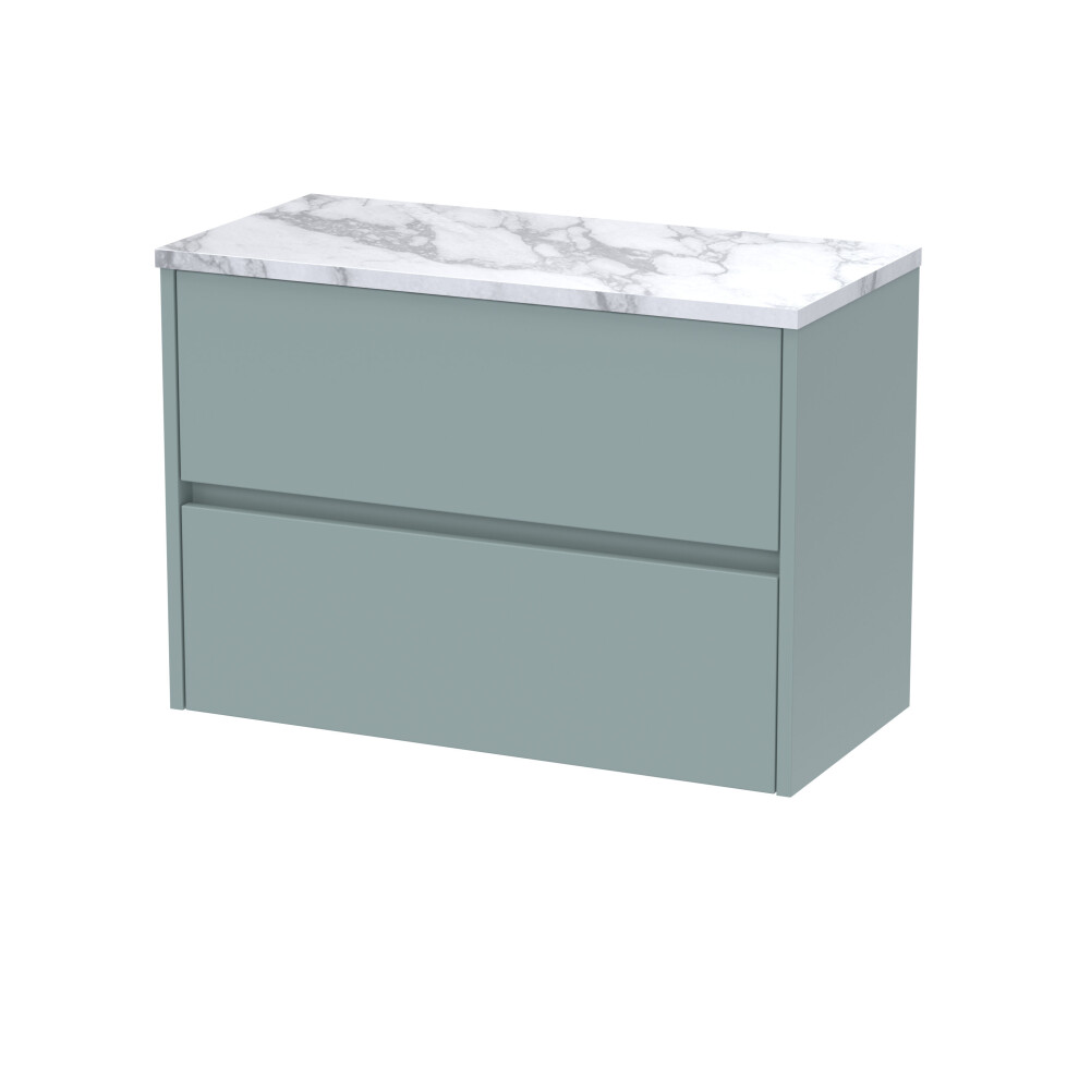 Balterley Chartley Contemporary 2 Drawer Wall Hung Vanity Unit With Laminate Worktop, 800Mm Grey