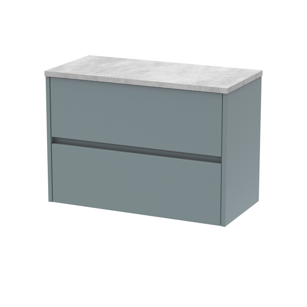 Balterley Chartley Contemporary 2 Drawer Wall Hung Vanity Unit With Laminate Worktop, Coastal 800Mm Grey