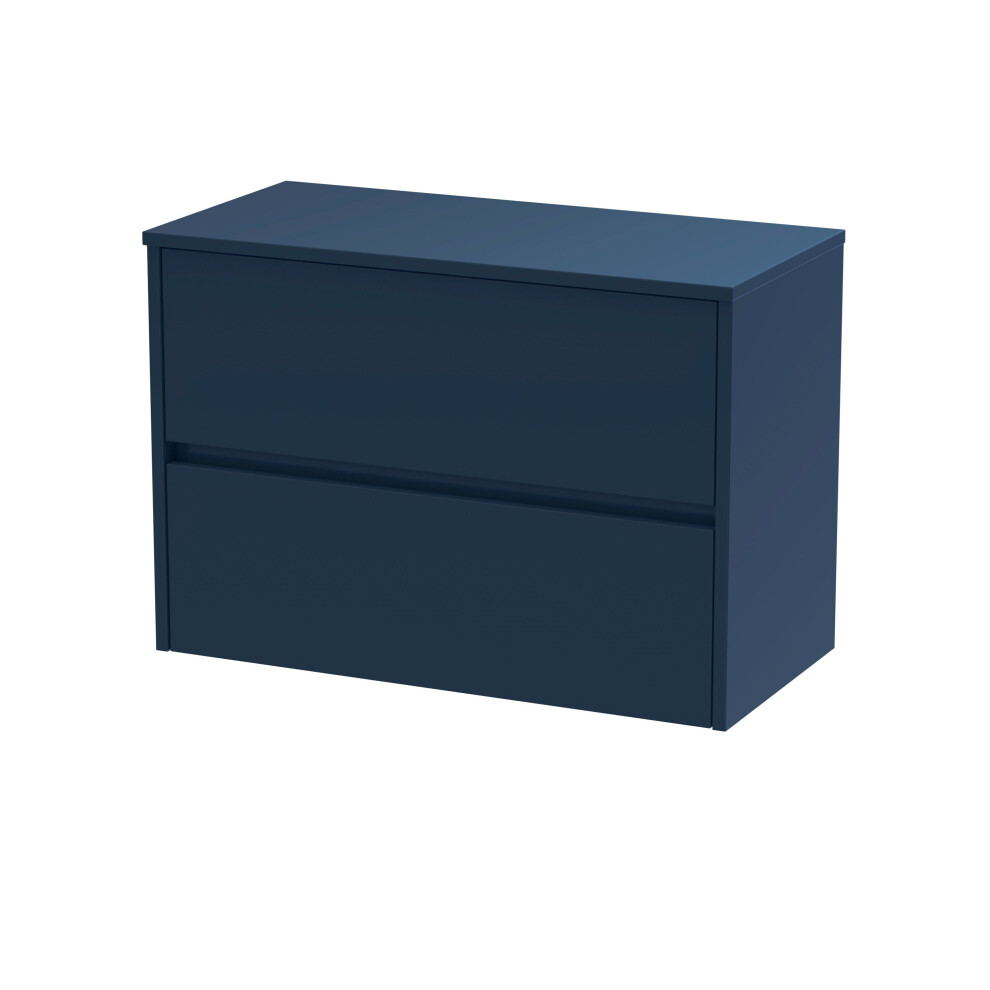 Balterley Chartley Contemporary 2 Drawer Wall Hung Vanity Unit With Worktop, Midnight 800Mm Blue