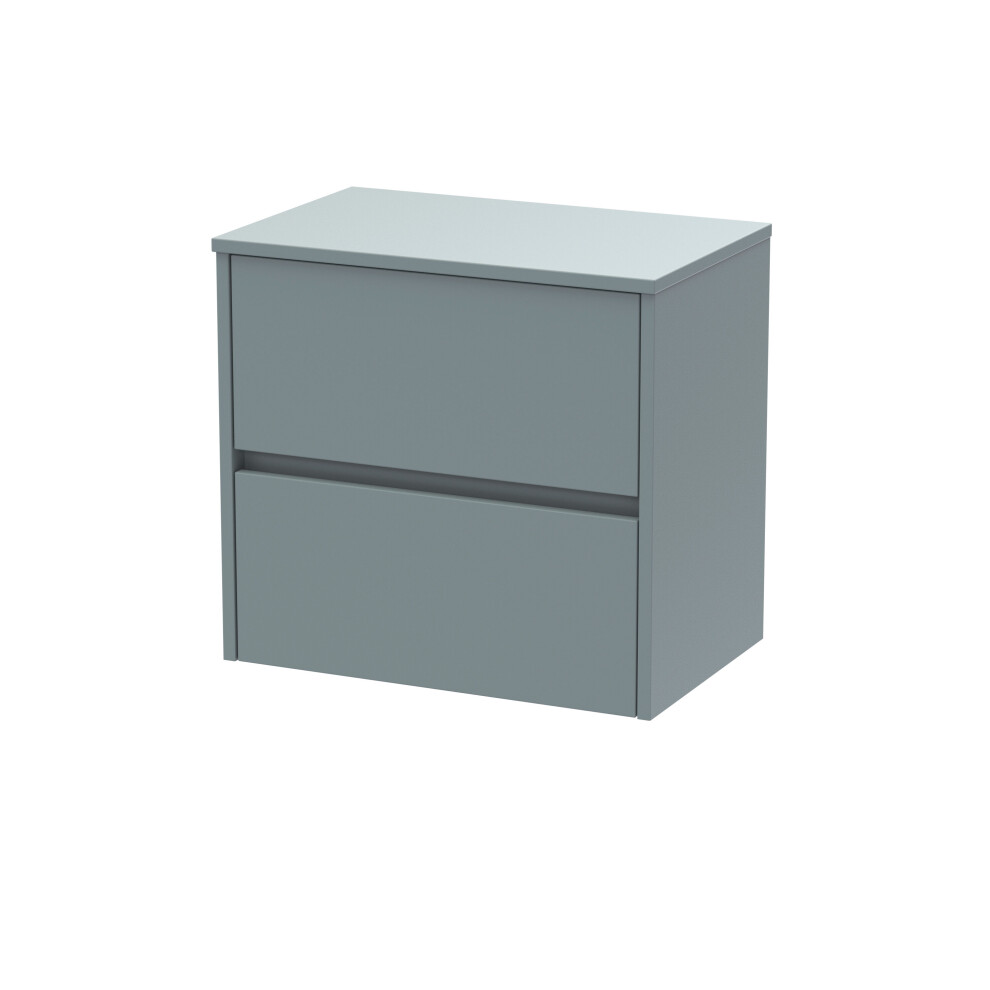 Balterley Chartley Contemporary 2 Drawer Wall Hung Vanity Unit With Worktop, Coastal 600Mm Grey