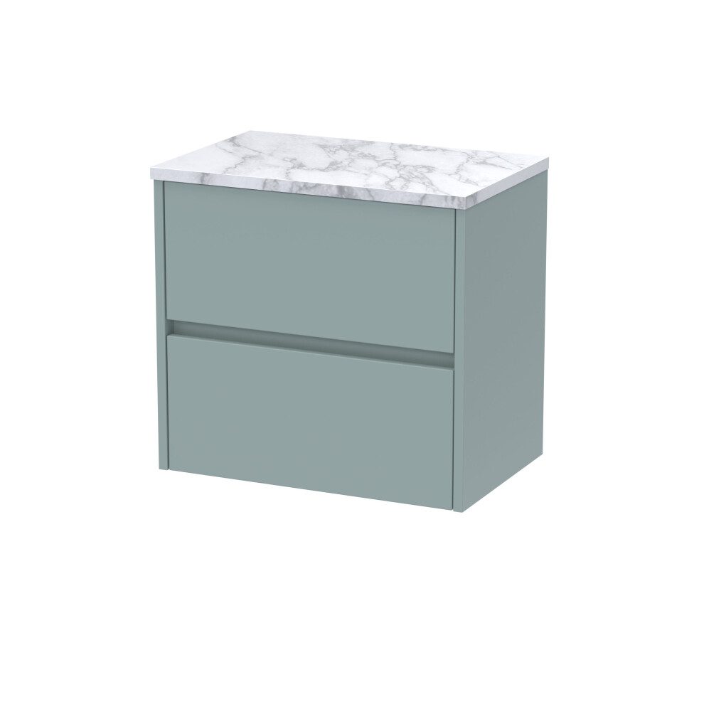 Balterley Chartley Contemporary 2 Drawer Wall Hung Vanity Unit With Laminate Worktop, Coastal 600Mm Grey