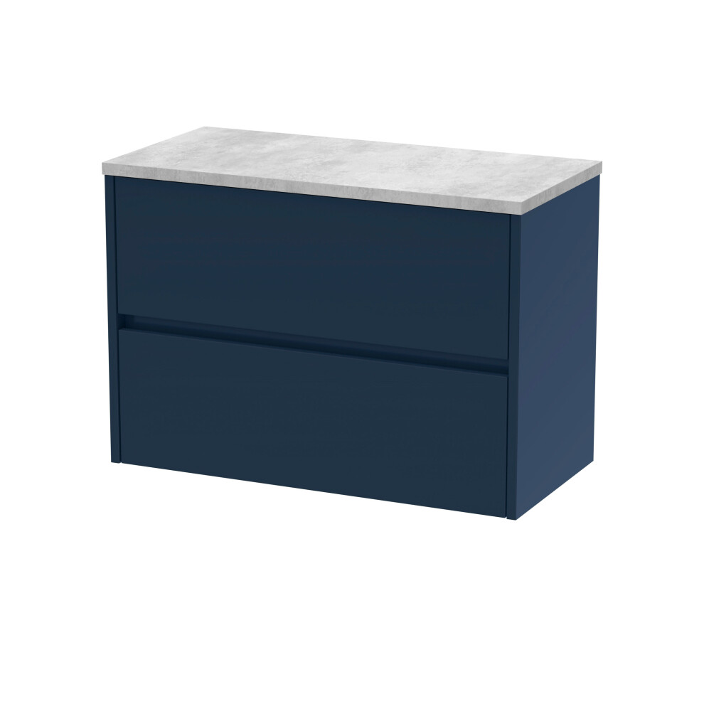 Balterley Chartley Contemporary 2 Drawer Wall Hung Vanity Unit With Laminate Worktop, Midnight 800Mm Blue