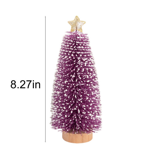 Mini artificial Christmas tree purple wooden base 2