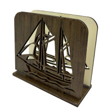 Wood Tissue Holder With Artistic Lattice Work Napkin-SCM2650 3