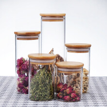 Borosilicate Glass Storage Jar with Bamboo Lid