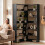 Homcom (Black) HOMCOM 7 Tiers Corner Bookshelf, L-Shaped 9