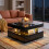 Homcom (Black) HOMCOM LED Coffee Table with Storage, Modern Centre Table 8