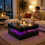 Homcom (Black) HOMCOM LED Coffee Table with Storage, Modern Centre Table 9