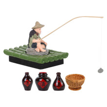 1Ensemble Figurine Pêcheur Flottante PVC Métal Colorée Pour Aquarium