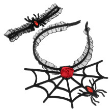 1Set Spooky Black Spider Hairband and Choker Set for Halloween Cosplay