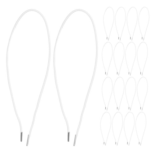 100Pcs Elastic Mask and Hat Strap Cord White Polyester with Metal Ends