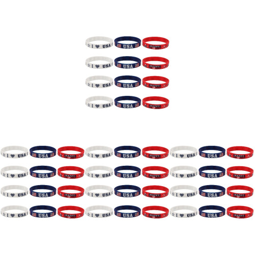 48Pièces Bracelets Patriotiques En Silicone Réutilisables Multicolores
