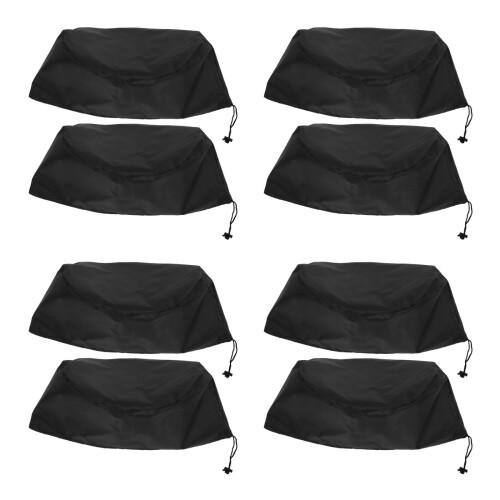 8Pcs Black Oxford Fabric Rain Barrel Covers Waterproof Drawstring Seal