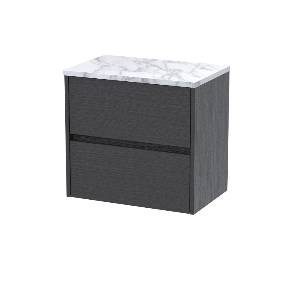 Balterley Chartley Contemporary 2 Drawer Wall Hung Vanity Unit With Laminate Worktop, 600Mm Grey
