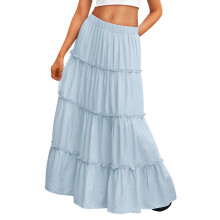 Kids' Summer Solid Midi Dress with Elastic Waist and Knot
