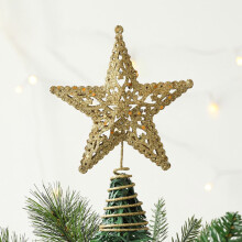 Glittered Metal Christmas Tree Star Topper 1 Pack