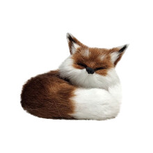 Coffee Dark Brown Faux Fur Fox Ornament Mini Sleeping Toy